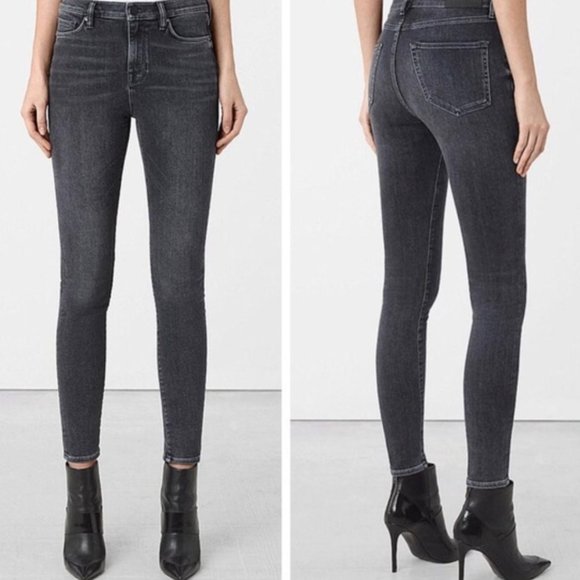NWT All Saints Eve Skinny Jeans in Raven Black - Picture 1 of 10
